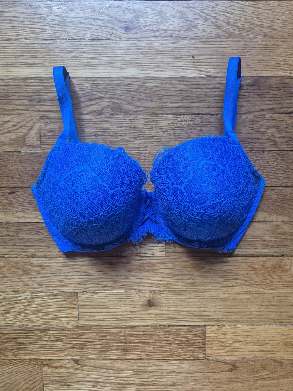 Victoria Secret True Blue Floral Lace Push Up Bra Size 36DDD 36F